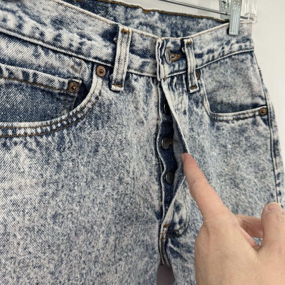 LEVIS 501 jeans acid wash blue 25W 31L US 2 4 vintage 80s 90s high rise straight - Picture 5 of 14